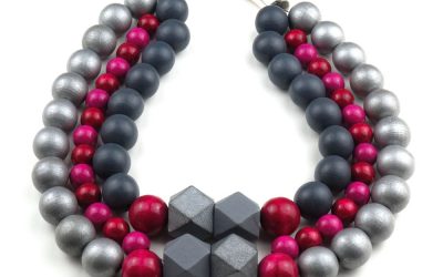 Halskette Grau Pink