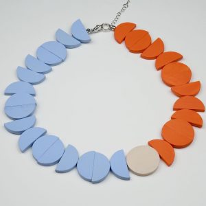 Halskette Halbkreise Orange-Hellblau - esperlt