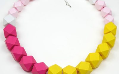 Halskette Polygone Gelb-Pink