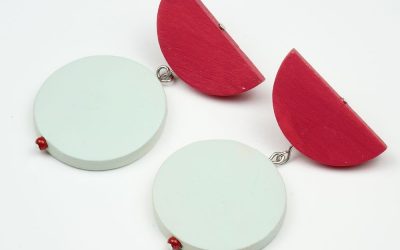 Ohrringe Kreisformen Rot-Lindgrün