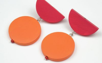 Ohrringe Kreisformen Rot-Orange