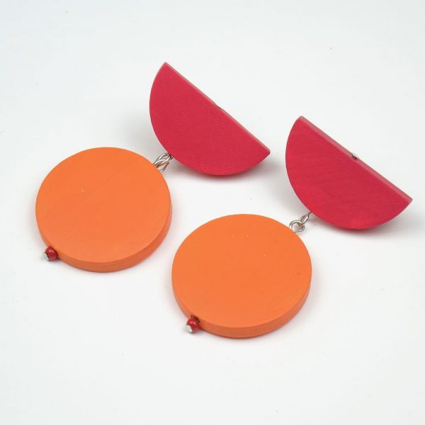 Ohrringe Halbkreise Rot-Orange - esperlt