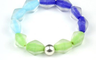 Armband Mattglas Blau-Türkis-Grün