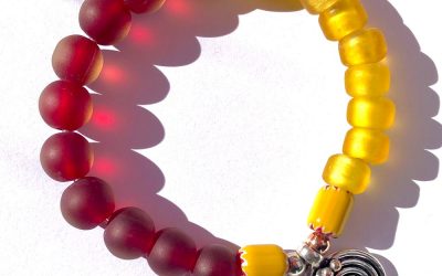 Armband | Spirale Weinrot-Gelb