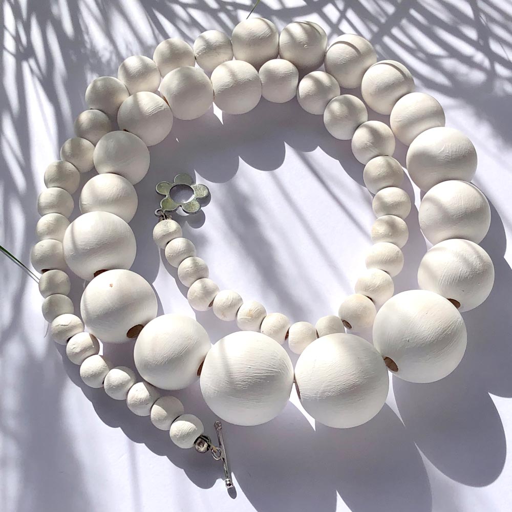 Halskette | Kugelrund Weiß