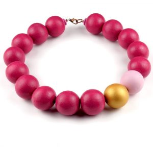 Halskette | Weinrot-Rosa-Gold