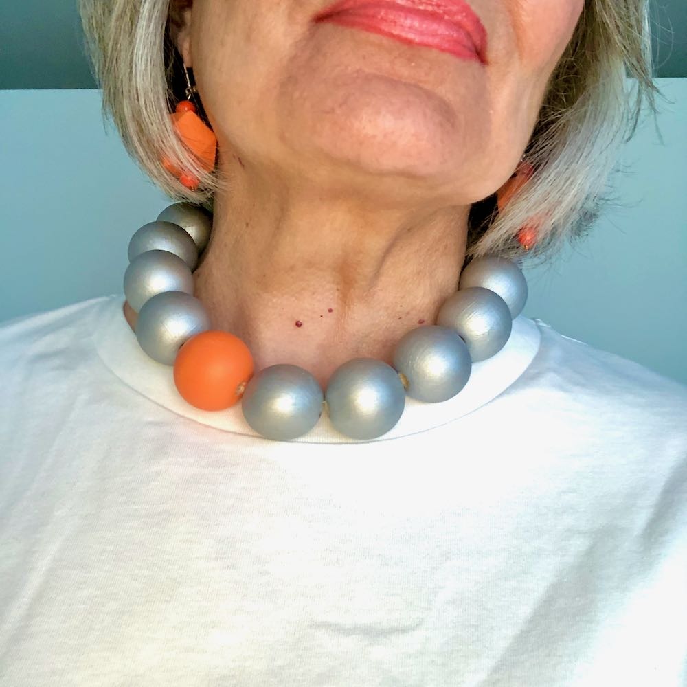 Halskette Silber-Orange
